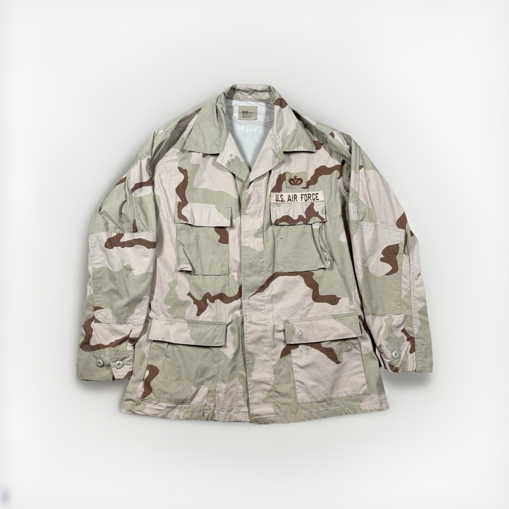 Military BDU Field Jacket Mens Large Long Tan 3 Color Desert Camo US Air Force